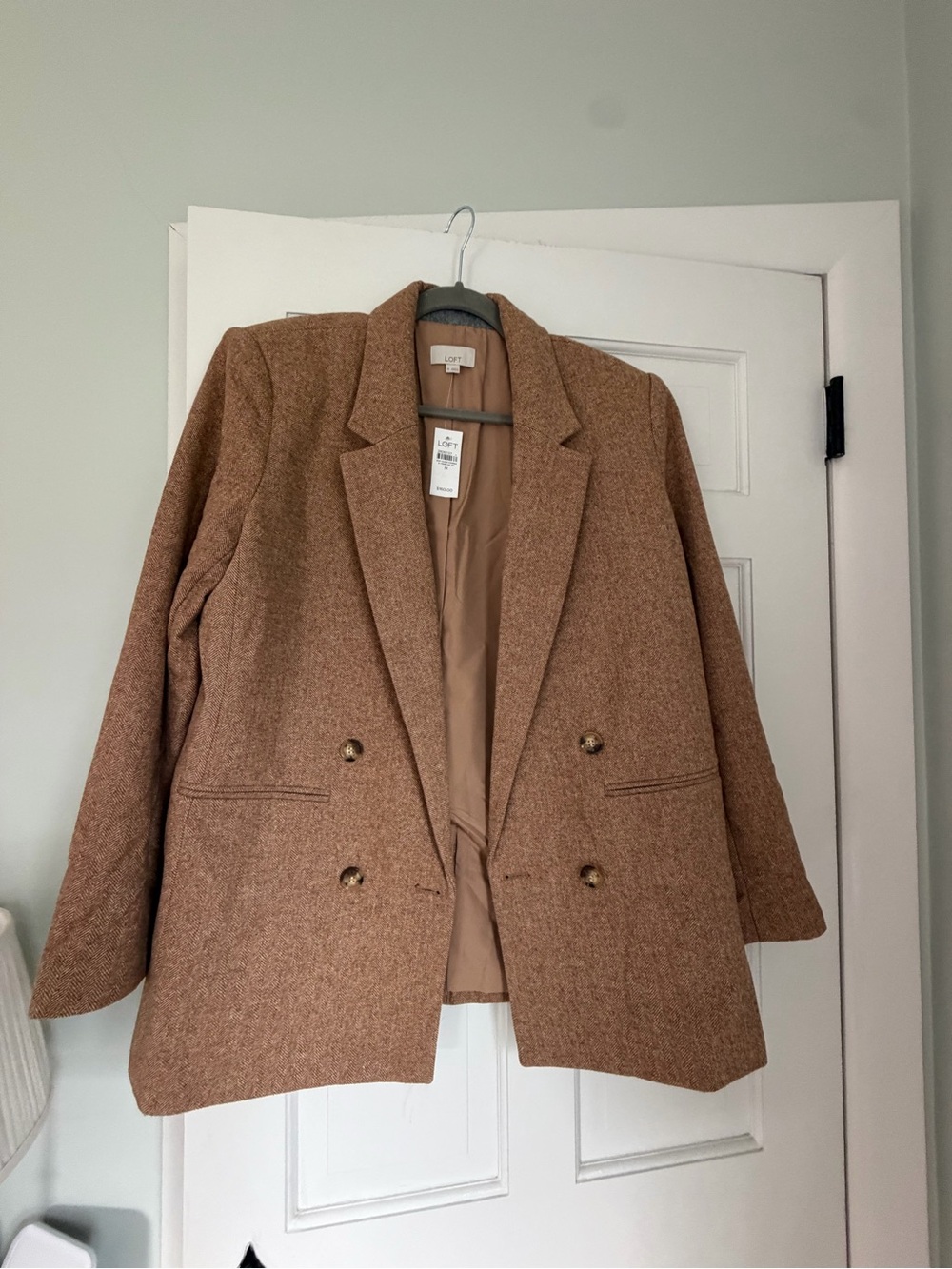 LOFT Double-Breasted Blazer in Camel Brown